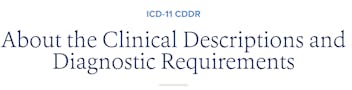 ICD-11 Clinical Descriptions and Diagnostic Requirements
